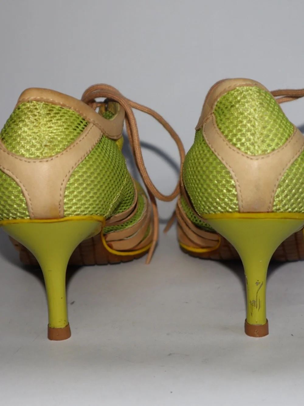 Vintage Diesel Stiletta Sporty Mesh Kitten Heels Pumps Y2K Lime Green Women's 8